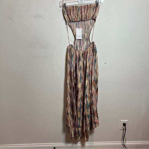NWT MISA XS Myka Ikat $510 Strapless Cutout Smocked Cotton Blend Dress - Picture 6 of 8